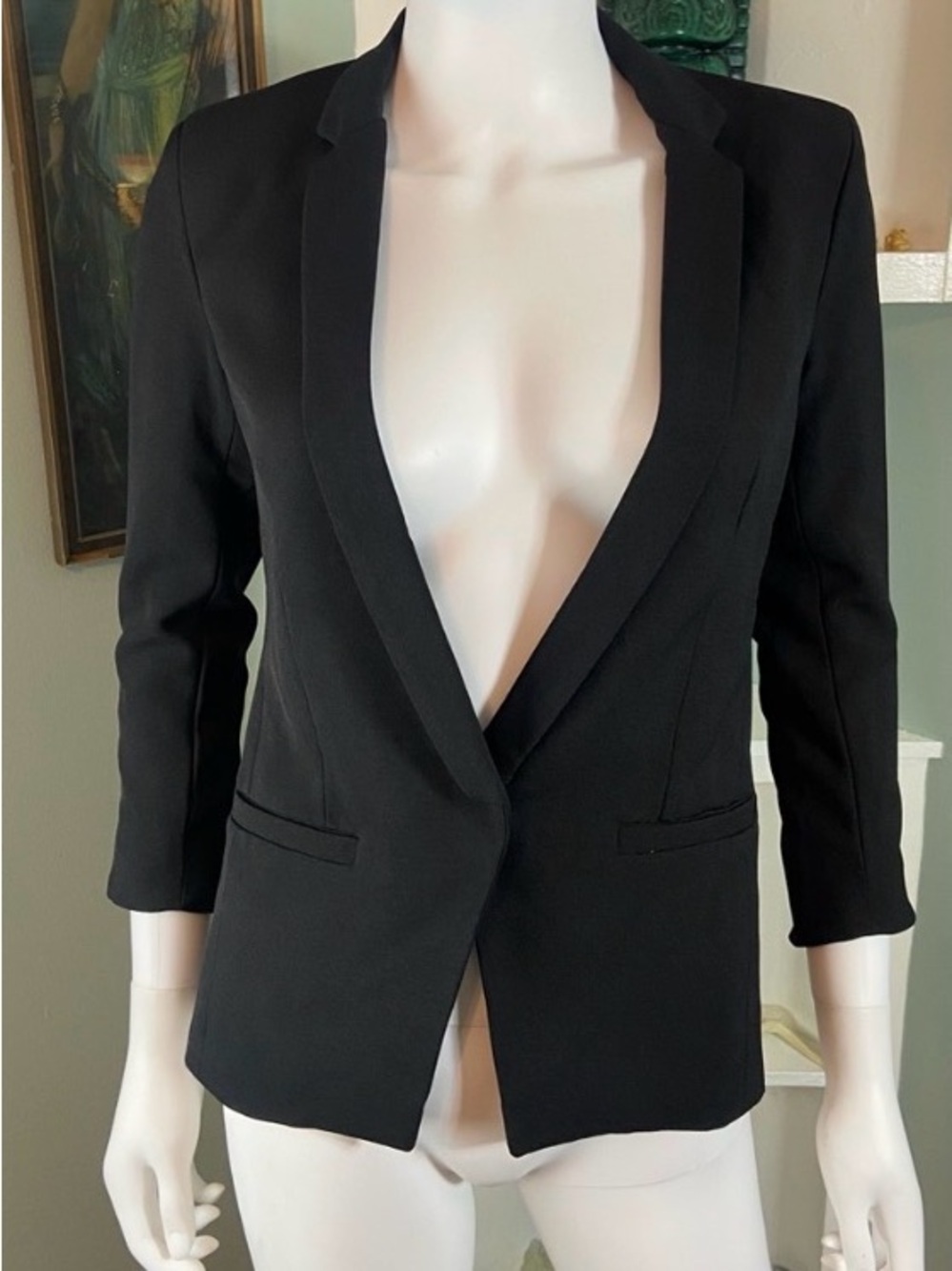 Capulet Women's Classic Black Blazer Jacket Notch Collar One Button Closure XS